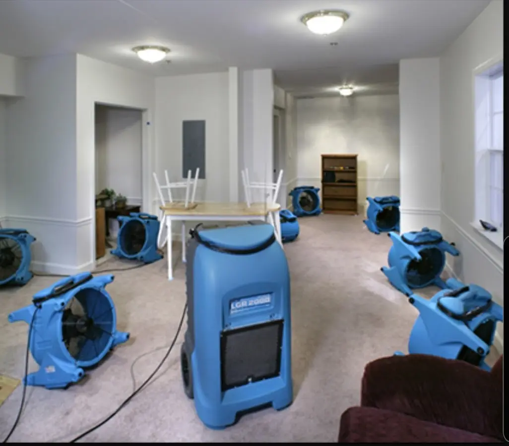 Air movers and dehumidifier setup for Water Extraction & Removal in Gates